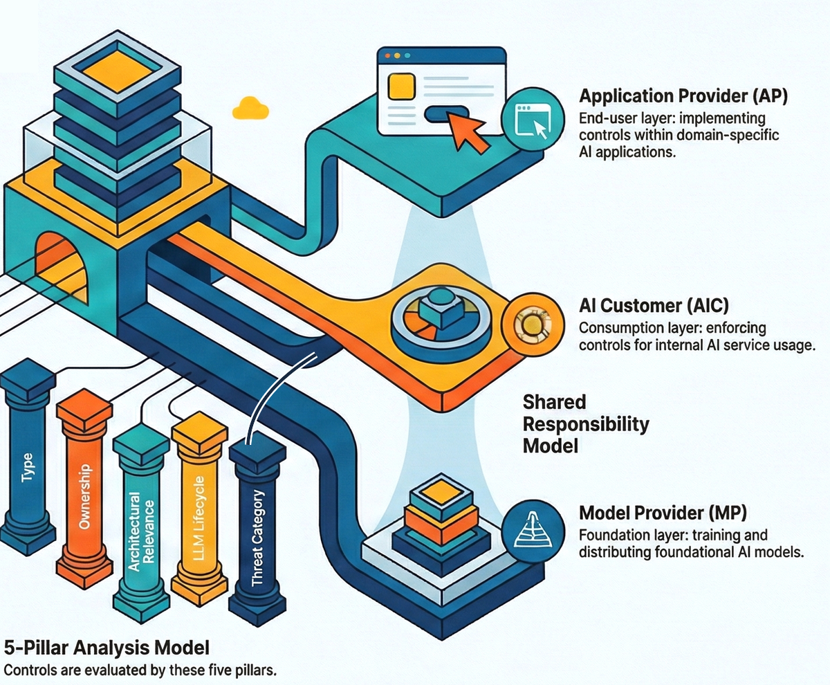 Shared responsibility model across application provider, AI customer, and model provider.